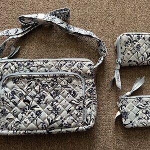 Vera Bradley Gray Floral Quilted Crossbody Bag Set